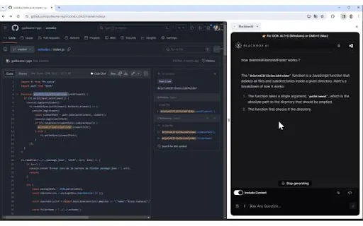 BLACKBOX AI Extension screenshot