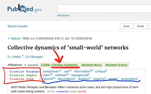 PubMed Citation Context Analyzer screenshot