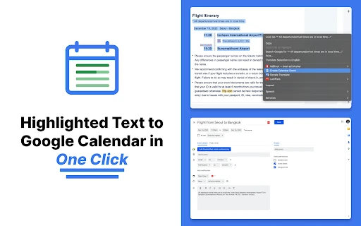 'Text to Google Calendar' screenshot
