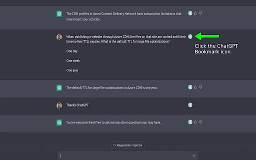 ChatGPT Bookmark screenshot
