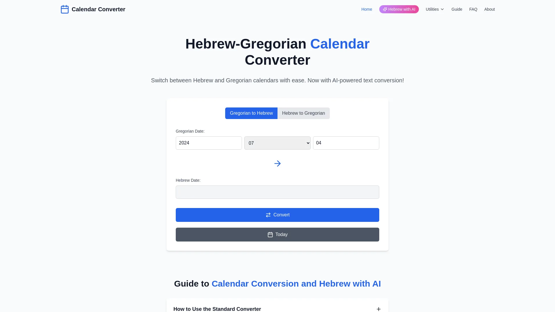 Hebrew Calendar Converter screenshot
